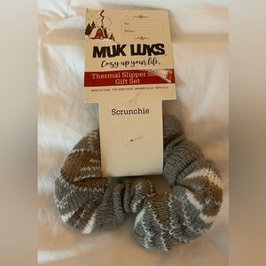 Muk Luks Gray and Brown Hair Scrunchie